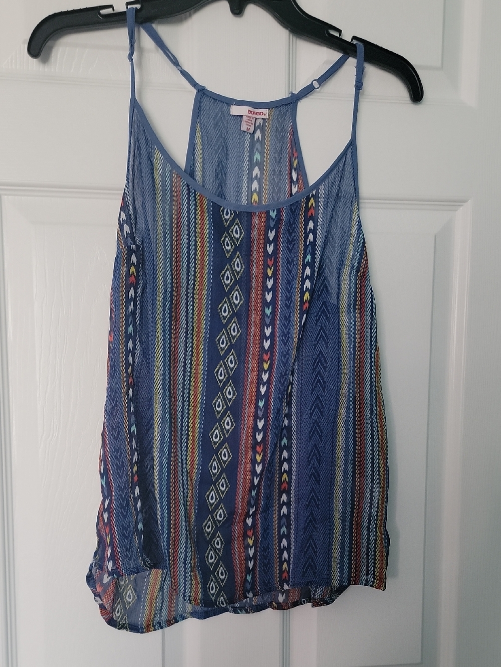 Boohoo Blue Multicolor Striped Aztec Cami Top